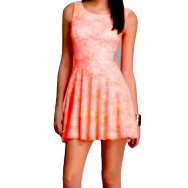 Guess Neon Orange White Lace Cut-out Back Dress Sk