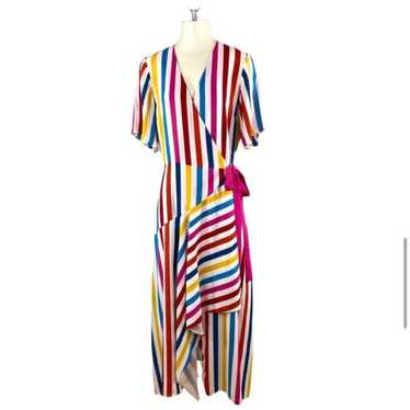 Color Me Courtney Taira Rainbow wrap dress size la