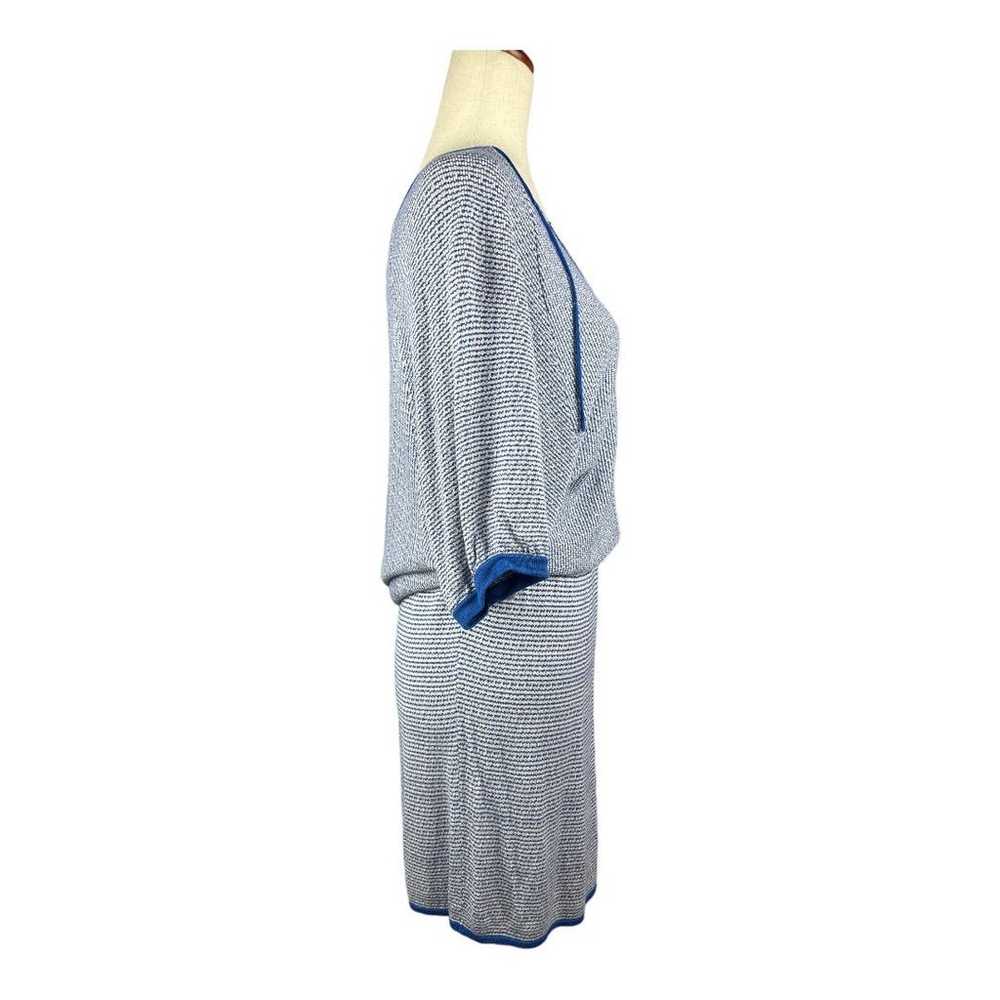 Maje Blue White Knit Deep V Neck Dolman Sleeve Sl… - image 2