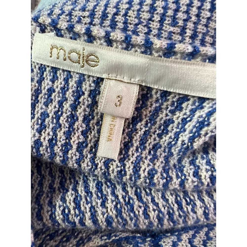 Maje Blue White Knit Deep V Neck Dolman Sleeve Sl… - image 4