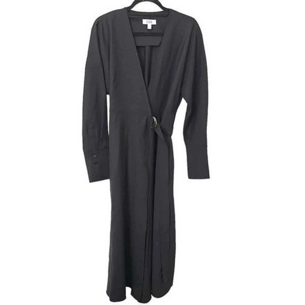 COS Wool Crepe Wrap Dress in Black NWOT Sz 10 - image 2