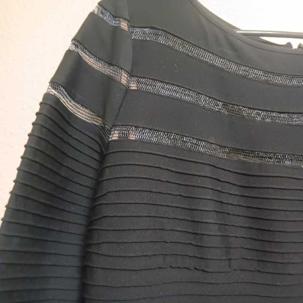 Tadashi Shoji Black Stretch Eyelash Maxi Dress Me… - image 3