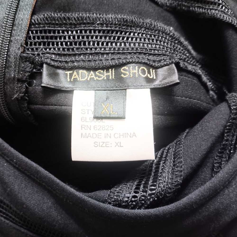 Tadashi Shoji Black Stretch Eyelash Maxi Dress Me… - image 5