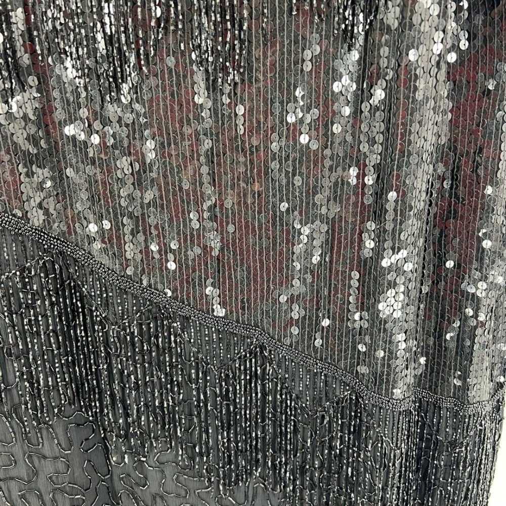 Scala beaded fringe silk dress formal cocktail pa… - image 3