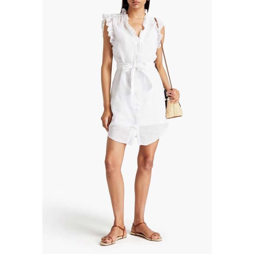 Frame NWOT Lauren Ruffled Mini Shirt Dress White … - image 1