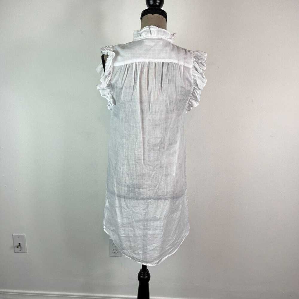 Frame NWOT Lauren Ruffled Mini Shirt Dress White … - image 3