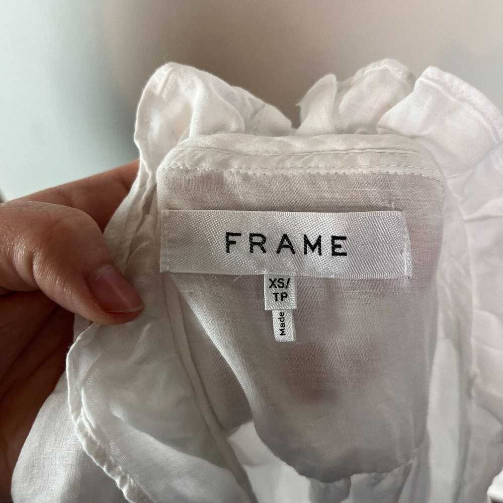 Frame NWOT Lauren Ruffled Mini Shirt Dress White … - image 4