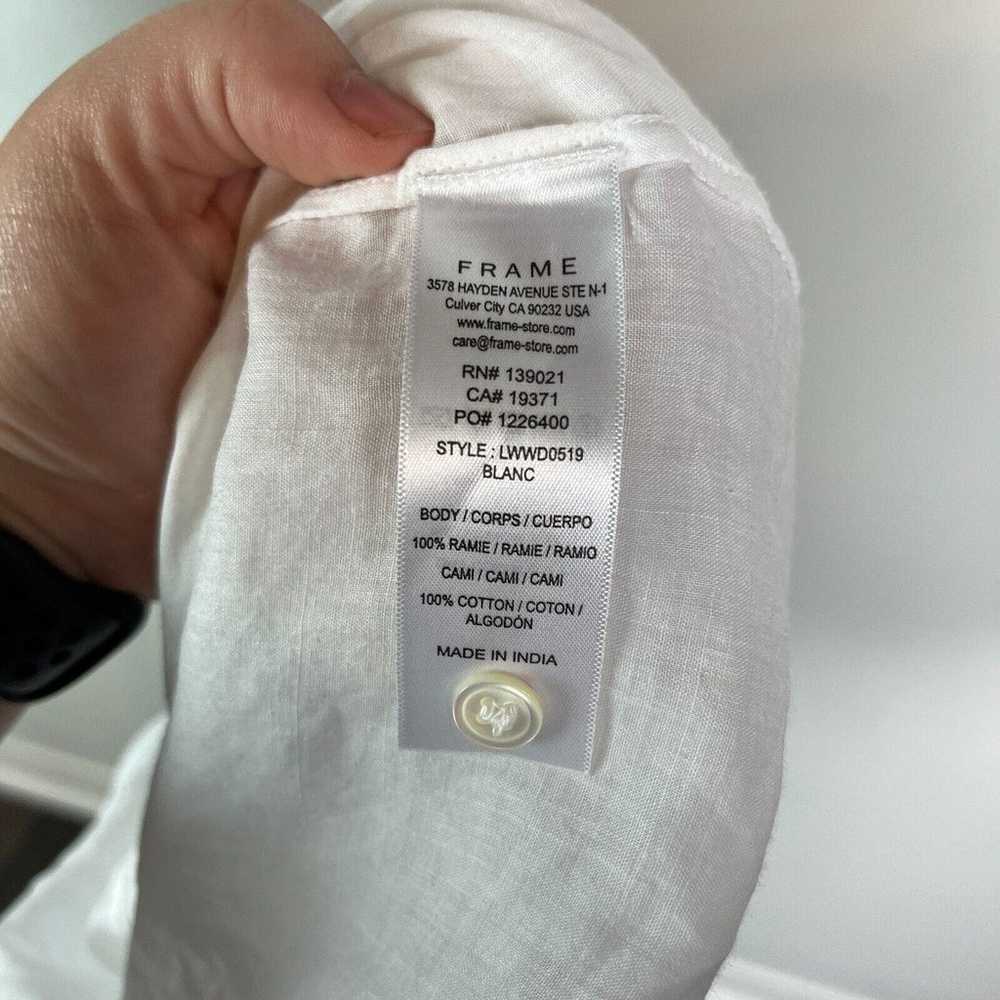 Frame NWOT Lauren Ruffled Mini Shirt Dress White … - image 5