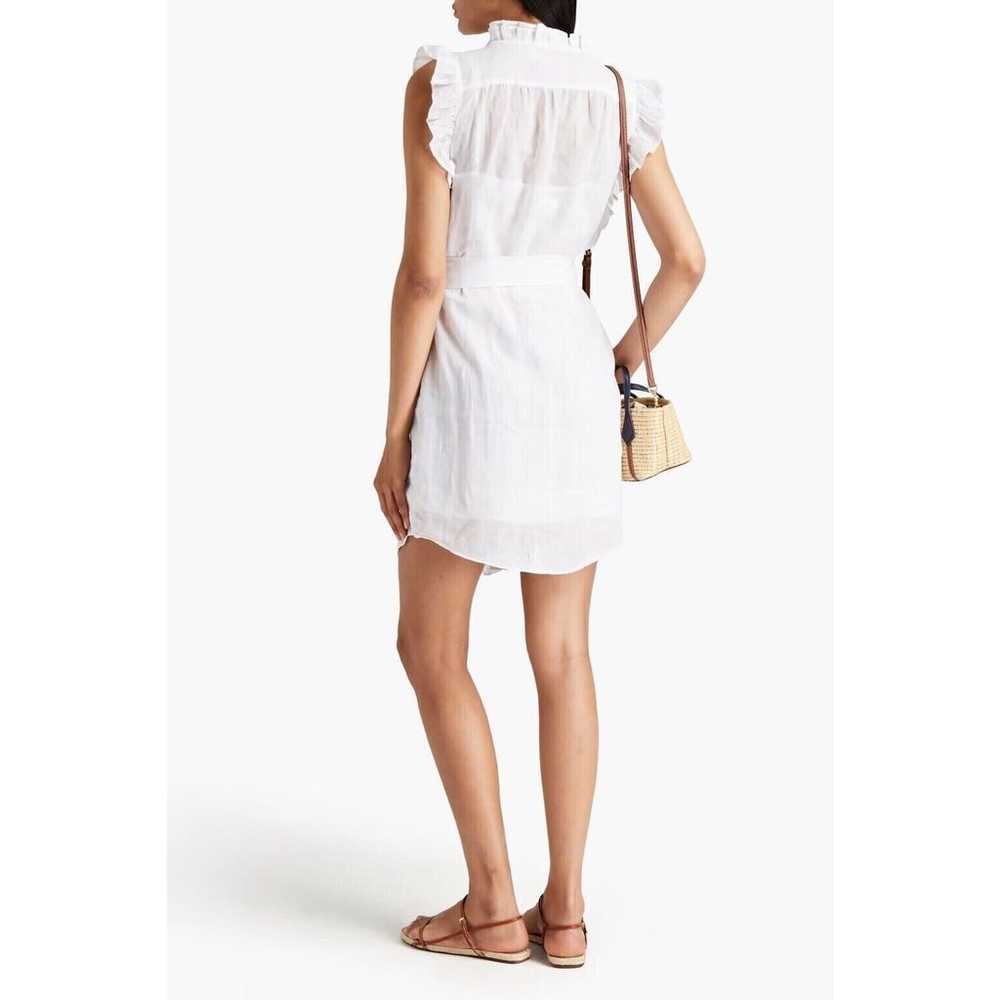 Frame NWOT Lauren Ruffled Mini Shirt Dress White … - image 6