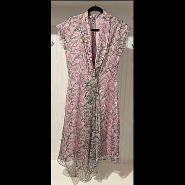 Dodo Bar Or Pink Floral Print Long Wrap Dress- SZ… - image 1