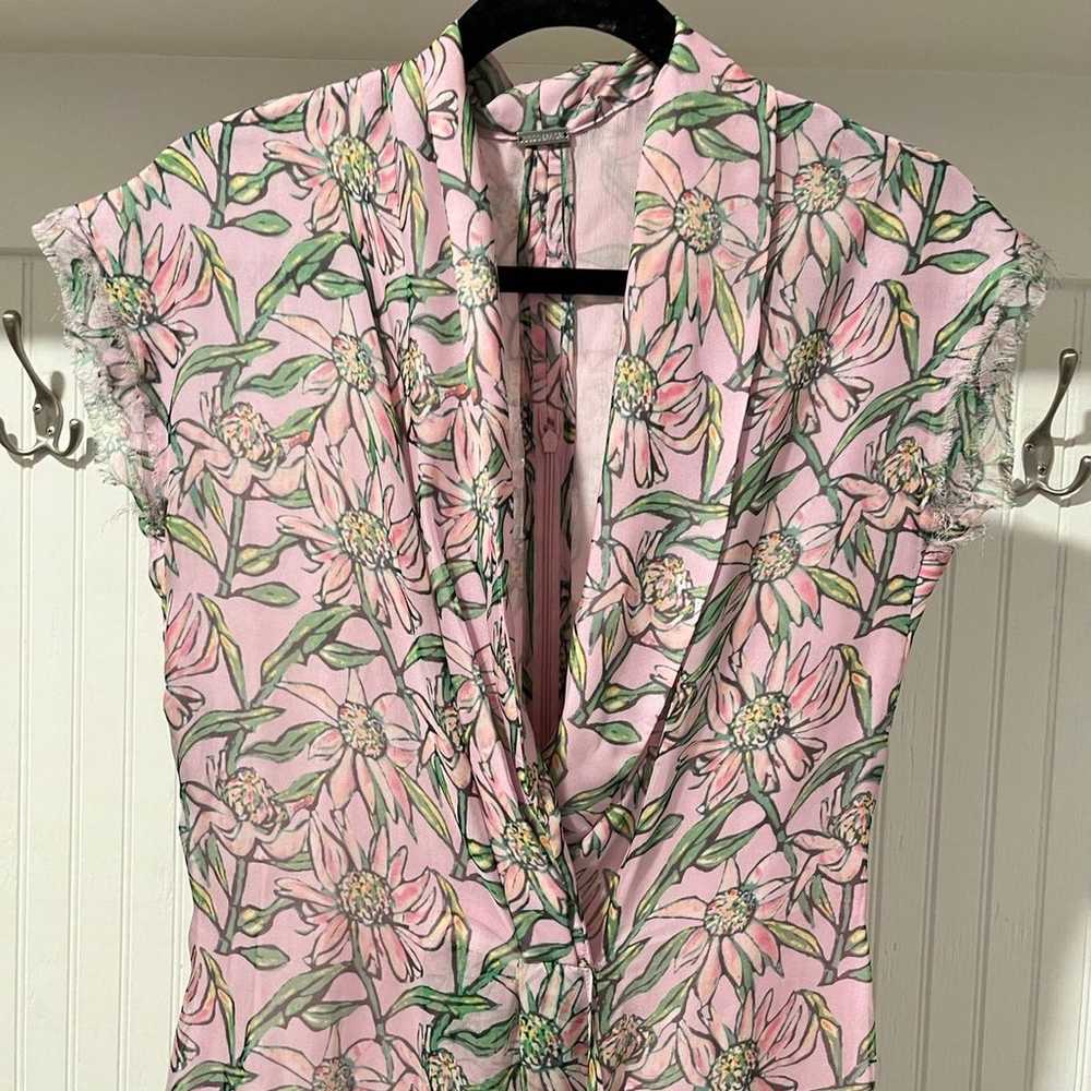 Dodo Bar Or Pink Floral Print Long Wrap Dress- SZ… - image 3