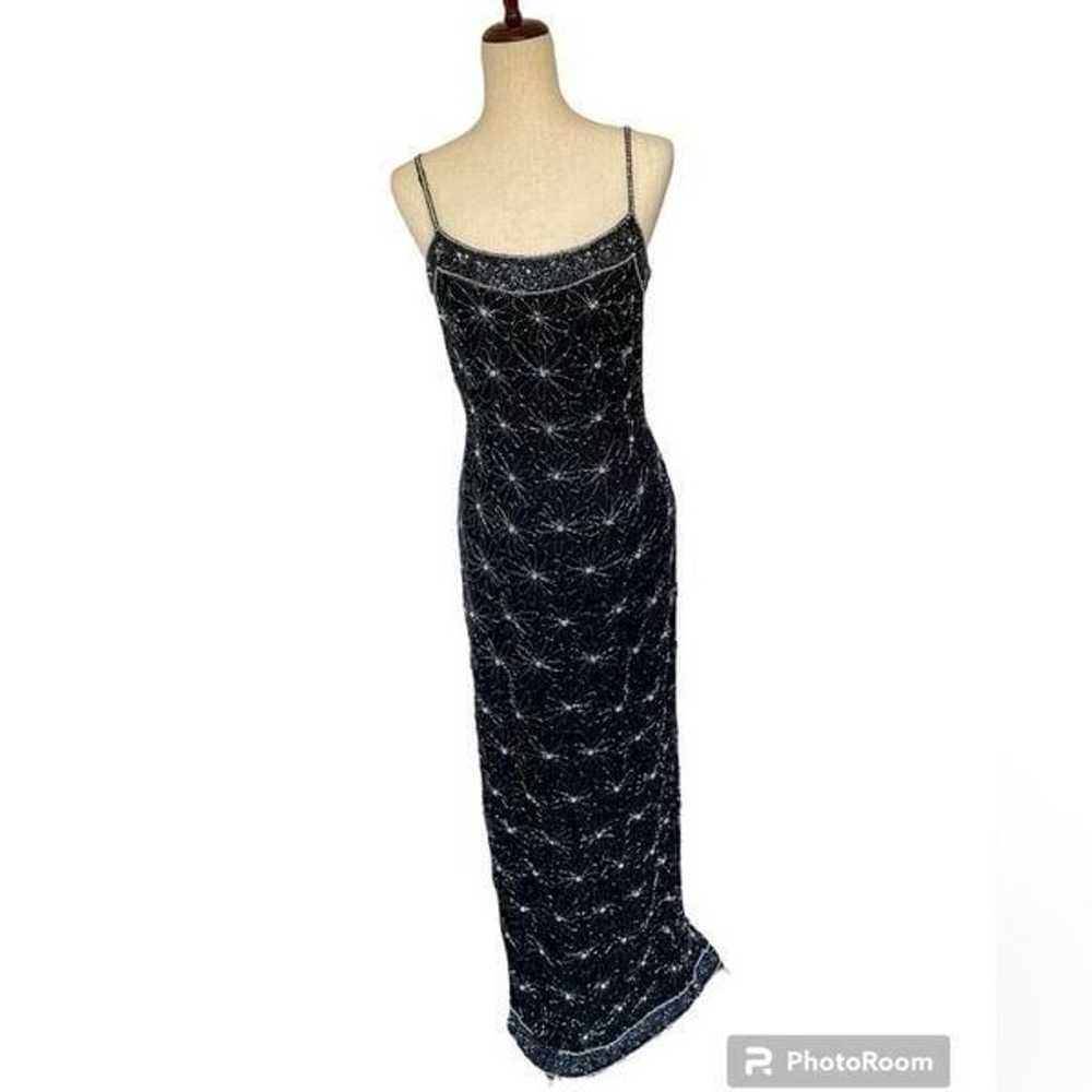 Papell Boutique Evening black and silver beaded s… - image 2