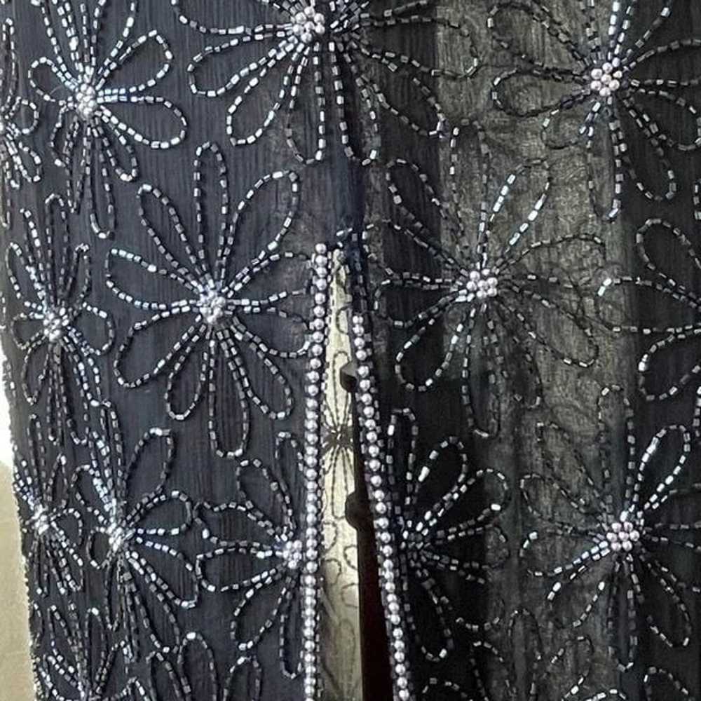 Papell Boutique Evening black and silver beaded s… - image 5