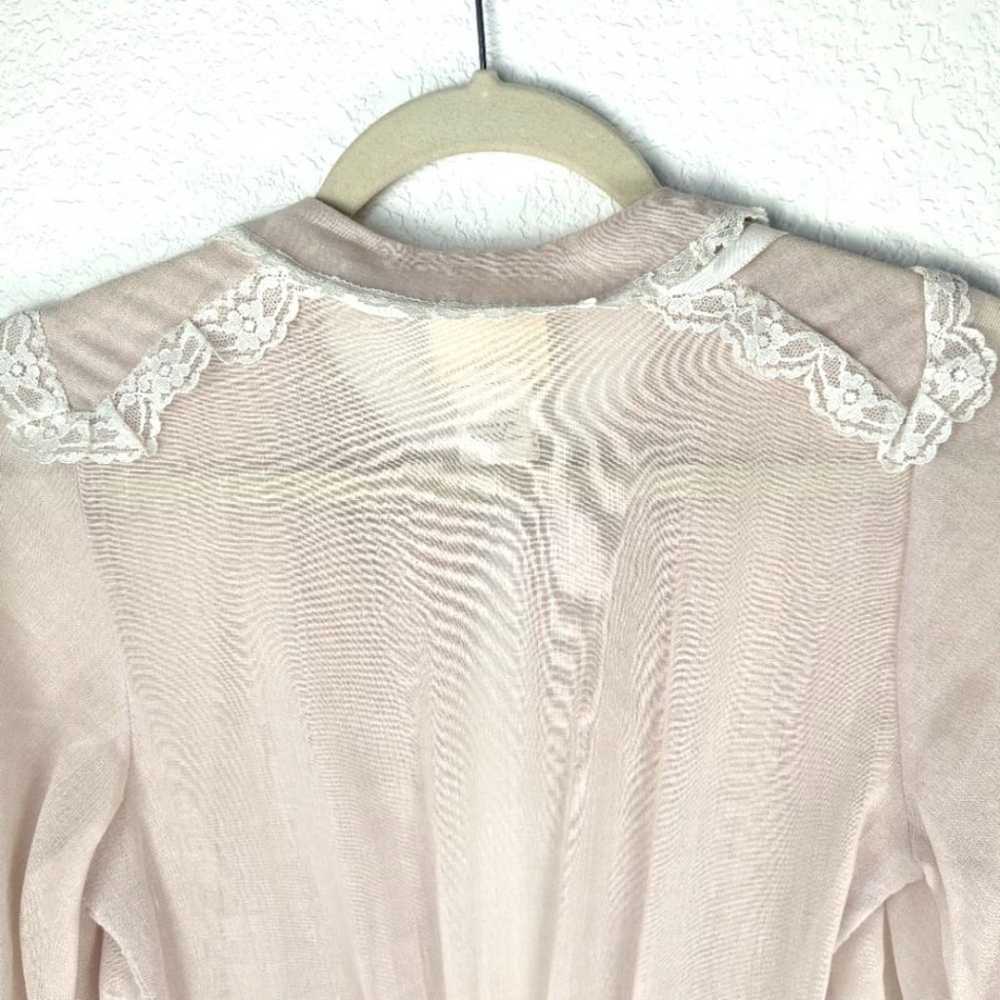 Gunne Sax Vintage Sheer Pink Lace Button-Up Midi … - image 6