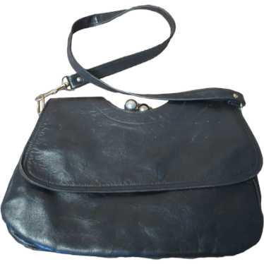 Ruth E Saltz Black Leather Shoulder Bag handbag