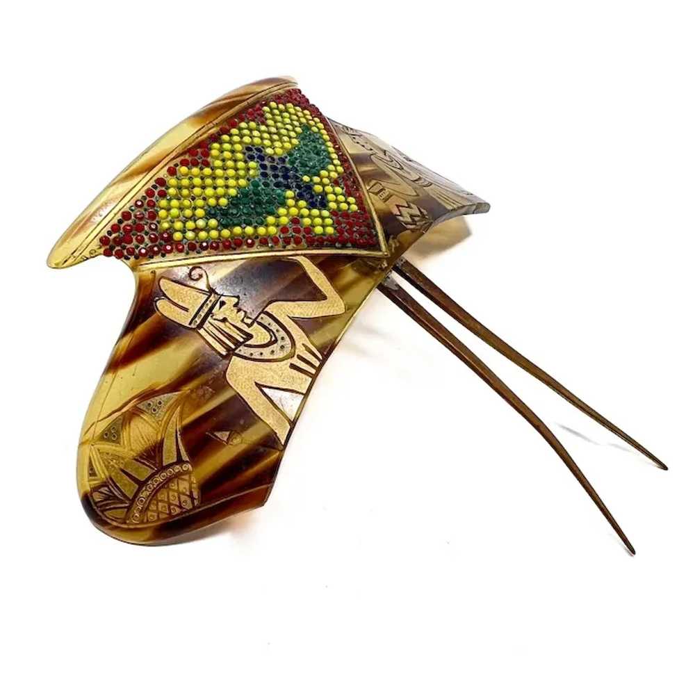 1920s Egyptian Revival Vintage Celluloid Hair Pin - image 5