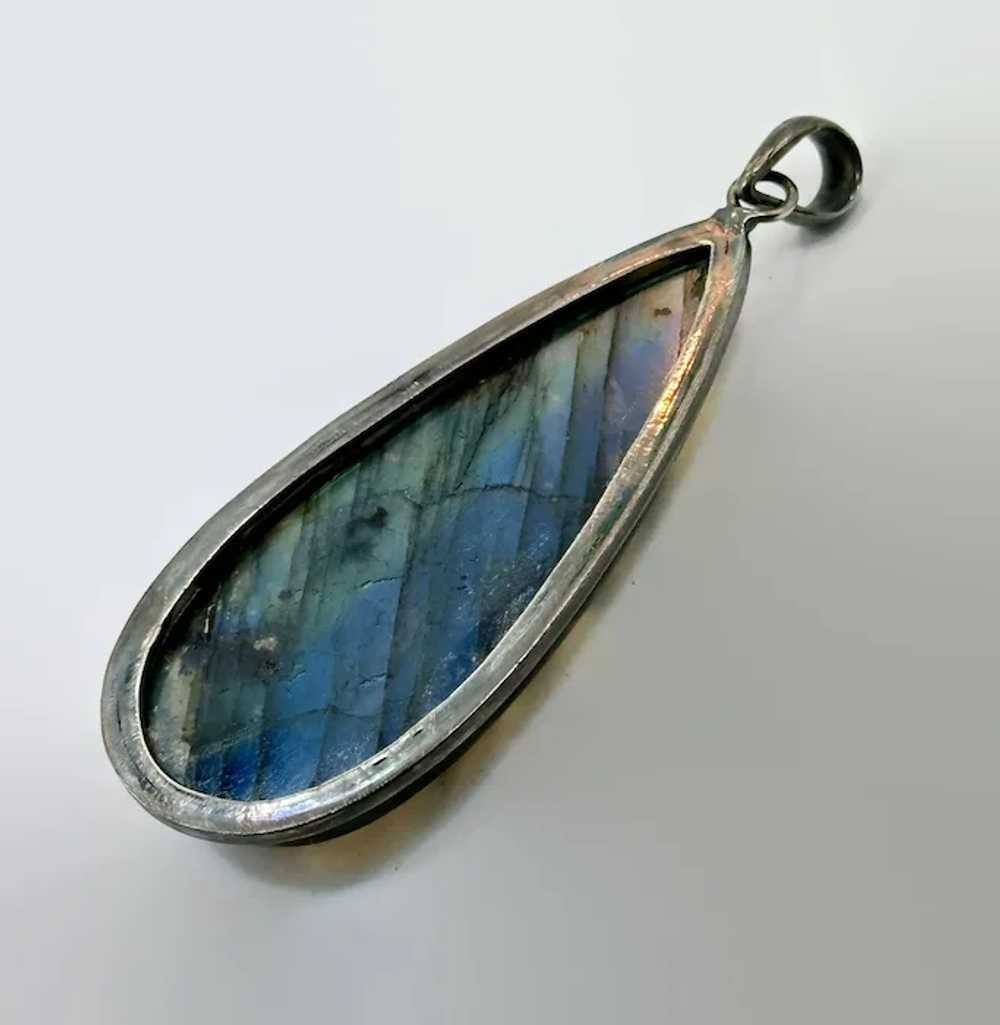 Labradorite Pendant, Sterling Silver, Blue Labrad… - image 3