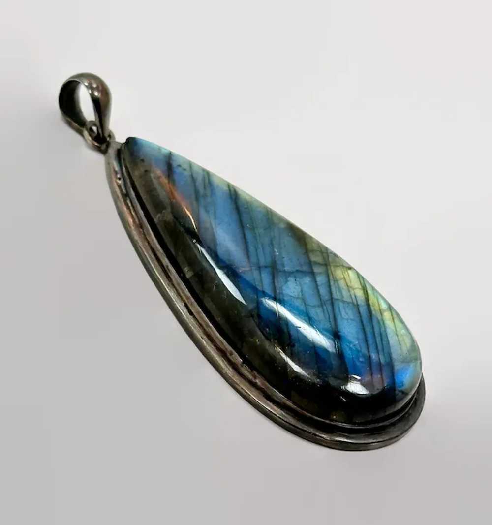 Labradorite Pendant, Sterling Silver, Blue Labrad… - image 4
