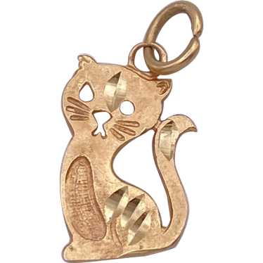 Sitting Cat Kitten Charm 14K Gold