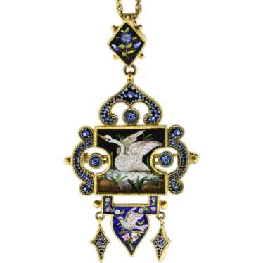 Antique Micro Mosaic 18K Pendant and Brooch, c. 18