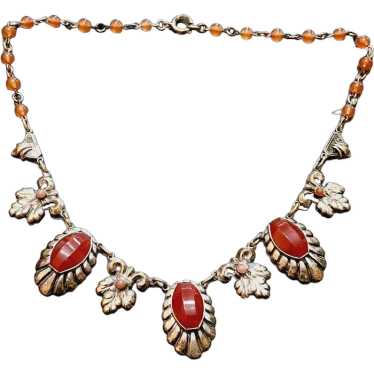 Vintage Czech Uniquely Faceted Glass Necklace (A44