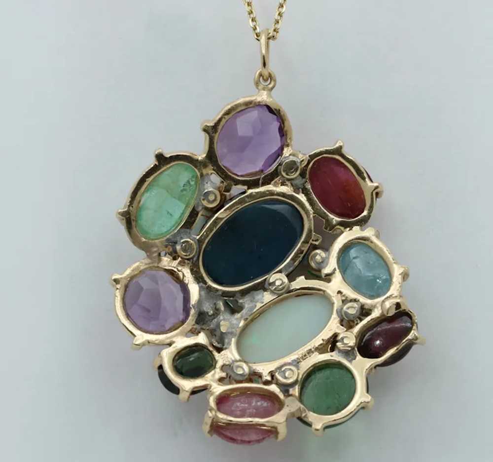 Vintage Multistone 14K Yellow Gold Pendant - image 6