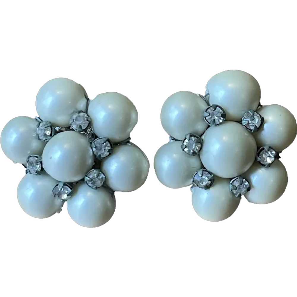 Vintage VOGUE Clip-on Earrings - Faux Pearl - image 1