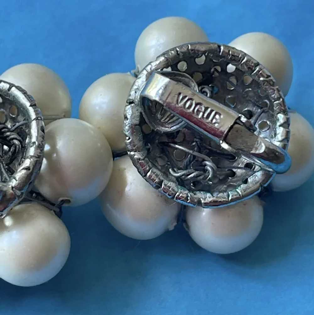 Vintage VOGUE Clip-on Earrings - Faux Pearl - image 3