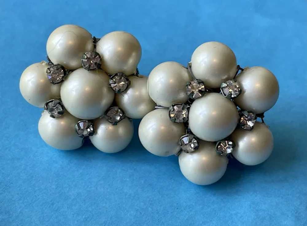 Vintage VOGUE Clip-on Earrings - Faux Pearl - image 4