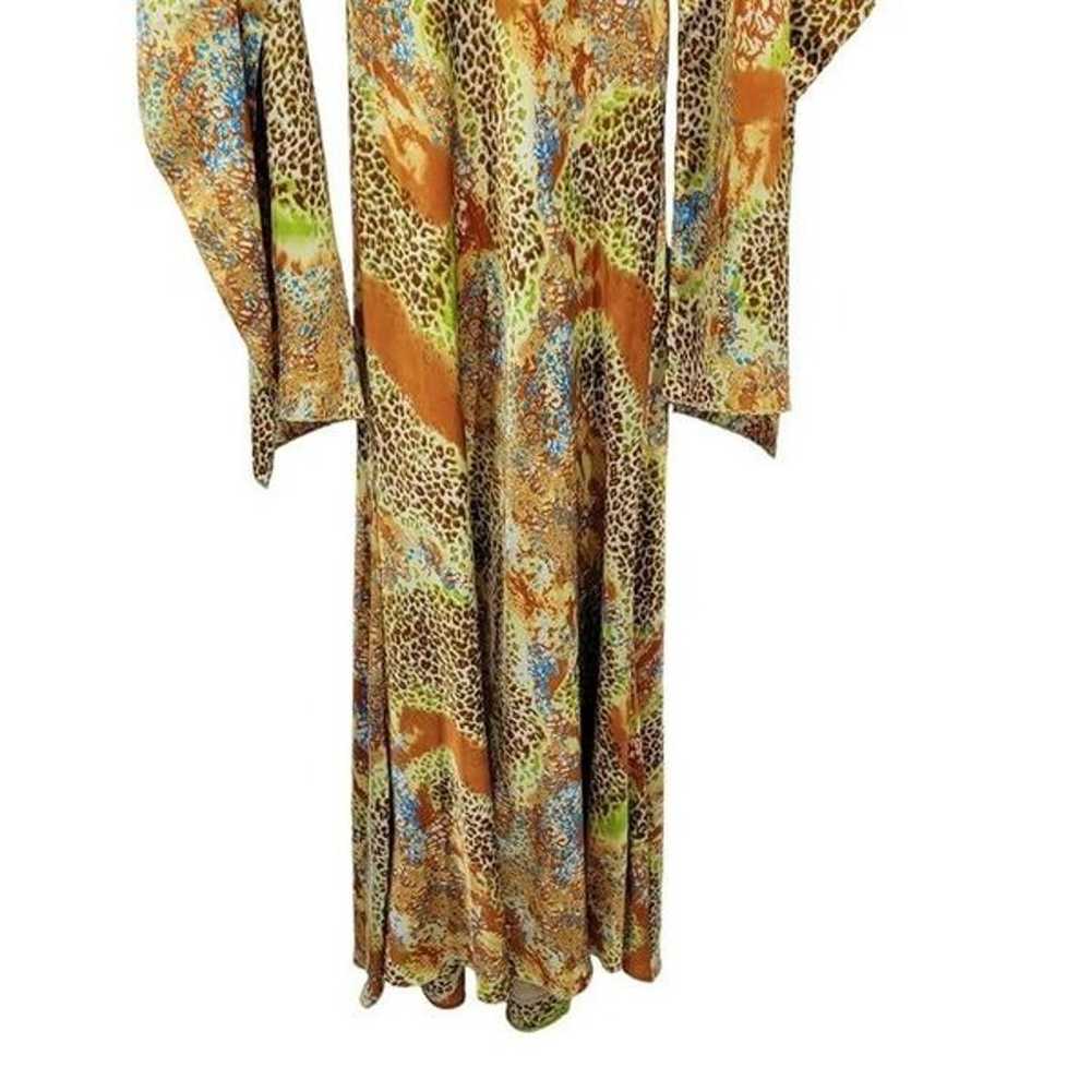 Vintage 90s Halter Slip Dress S Gold Multicolor P… - image 9