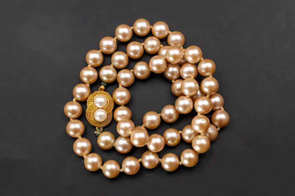 Dusty pink pearl necklace, fancy accent 60s vinta… - image 6