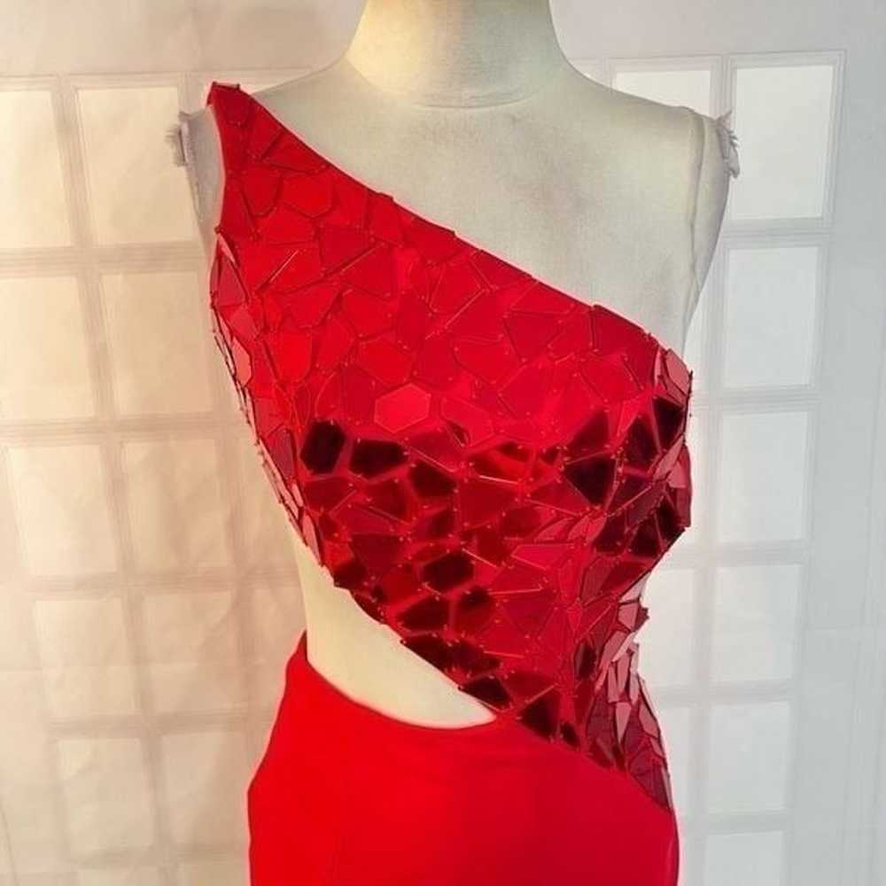 Sherri Hill red mirror one shoulder cutout mini p… - image 3