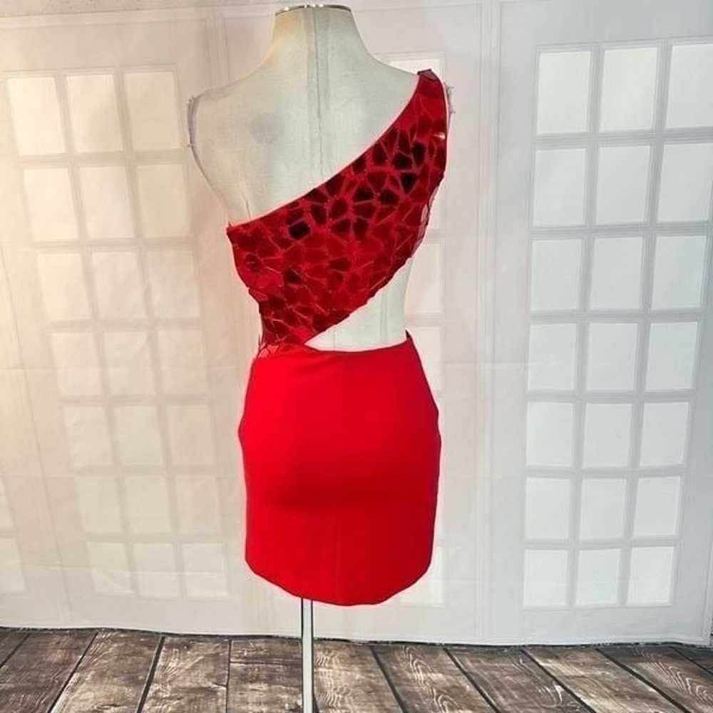 Sherri Hill red mirror one shoulder cutout mini p… - image 6