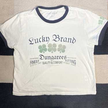 Lucky Brand Originals White Graphic Ringer T-Shir… - image 1
