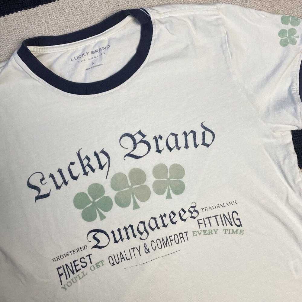 Lucky Brand Originals White Graphic Ringer T-Shir… - image 2