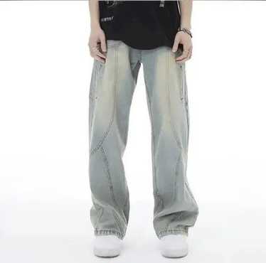 Jean × Streetwear Topstitched Seam Baggy Jeans Men - image 1