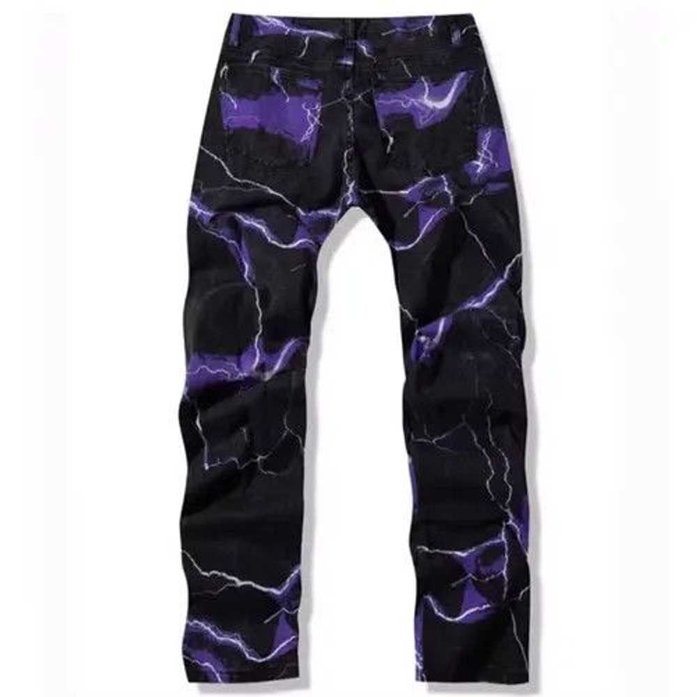 Streetwear Lightning Print Tie Dye Men Straight J… - image 4