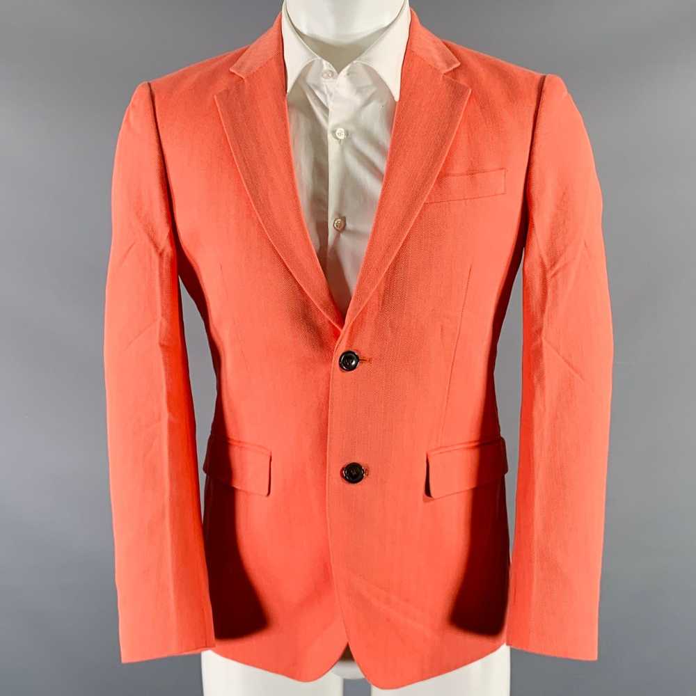 Mr. Gentleman Orange Herringbone Cotton Notch Lap… - image 1