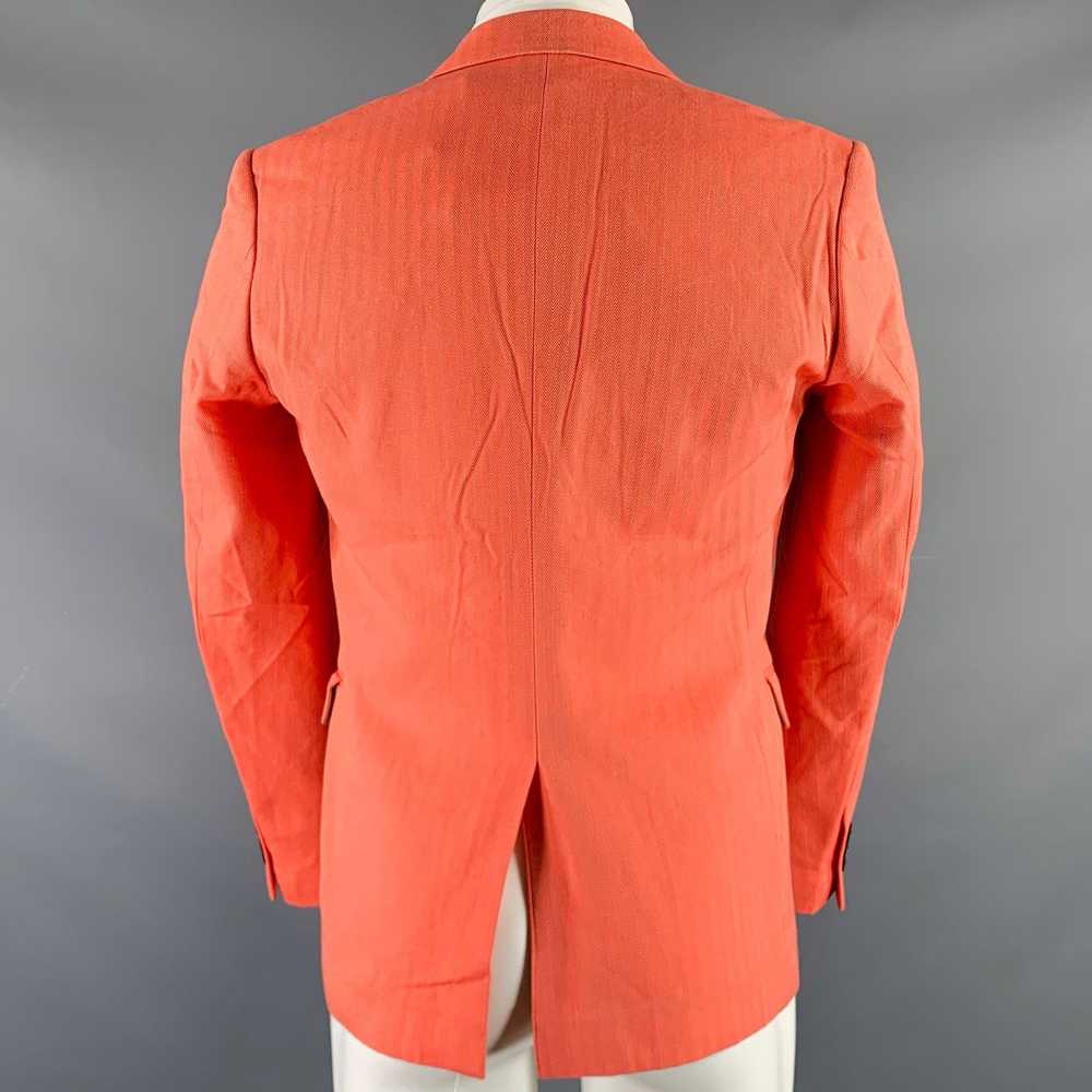 Mr. Gentleman Orange Herringbone Cotton Notch Lap… - image 4