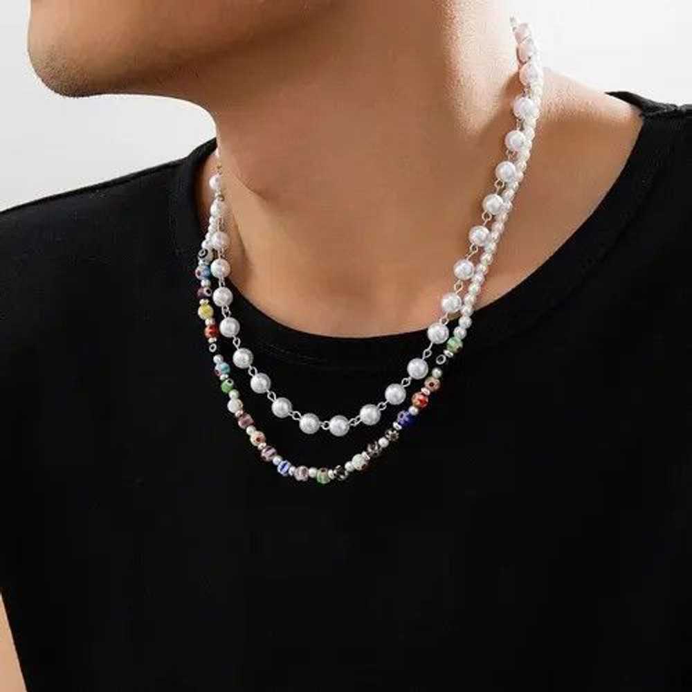 Chain × Jewelry × Streetwear Colorful Beaded Neck… - image 2