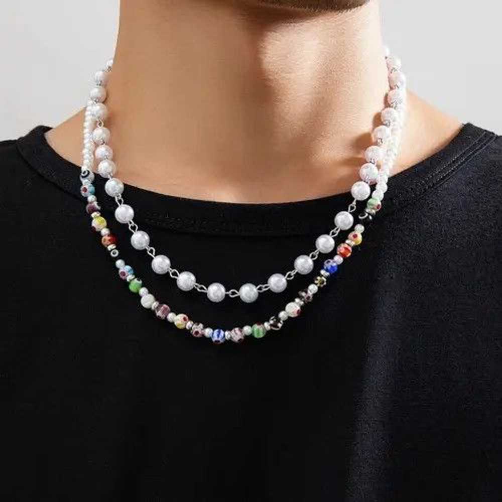 Chain × Jewelry × Streetwear Colorful Beaded Neck… - image 3