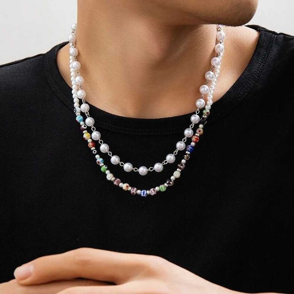 Chain × Jewelry × Streetwear Colorful Beaded Neck… - image 3