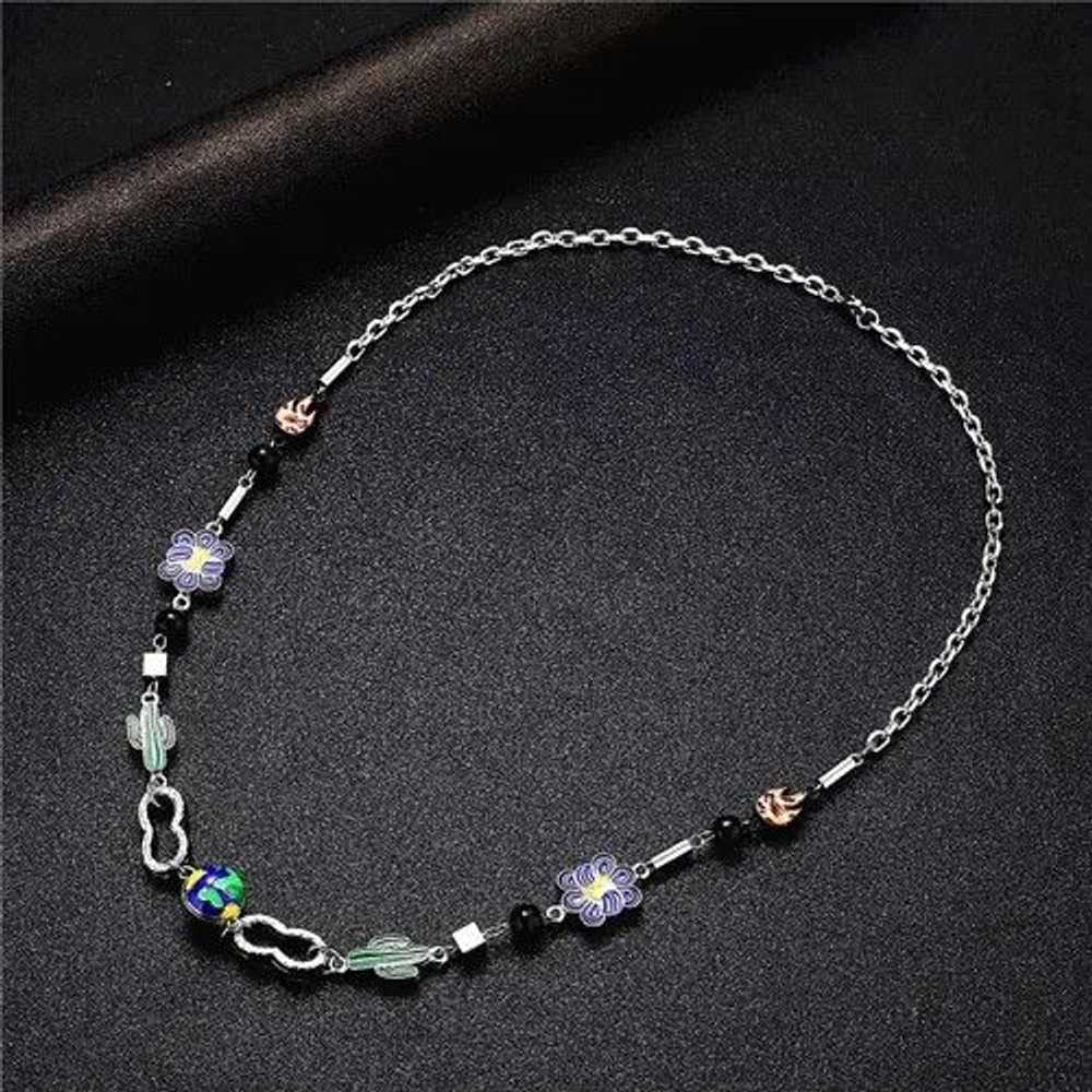 Chain × Jewelry × Streetwear Charm Necklace Cactu… - image 1