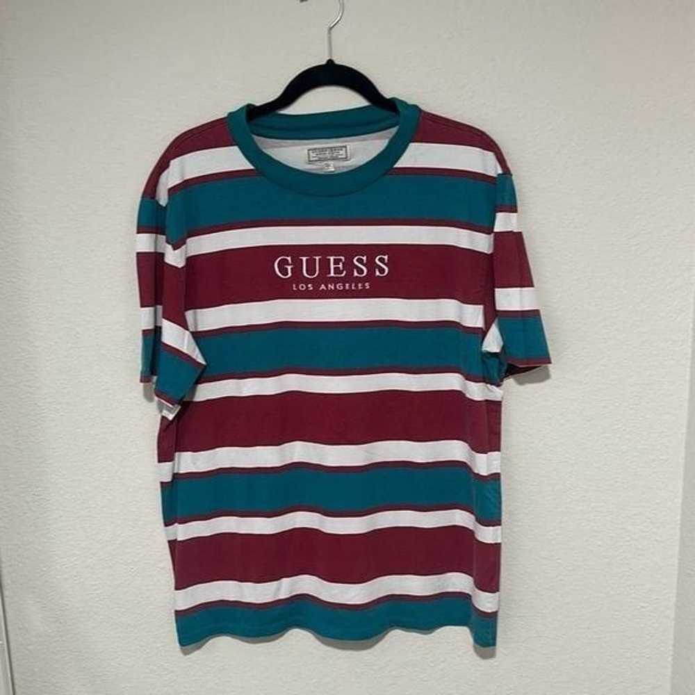 Guess Mens Green Burgundy Embroidered Los Angeles… - image 1