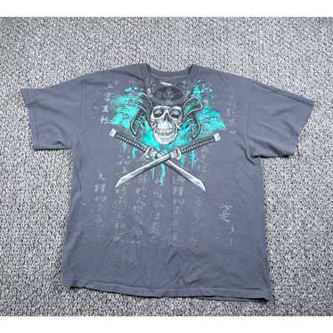 Carbon Y2K Skull Sword Print T-Shirt Adult XL Dar… - image 1