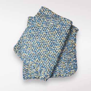 Handmade Handmade Crochet Blanket Throw Blue White