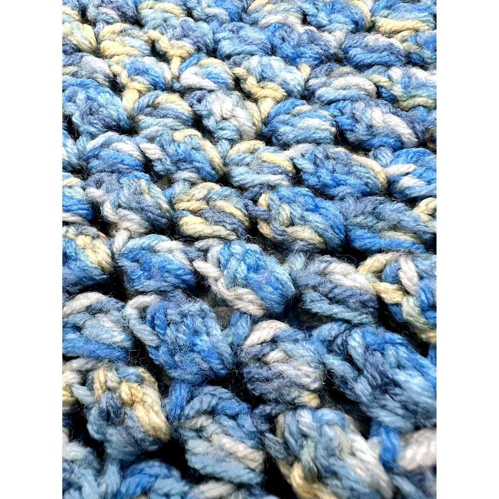 Handmade Handmade Crochet Blanket Throw Blue Whit… - image 3