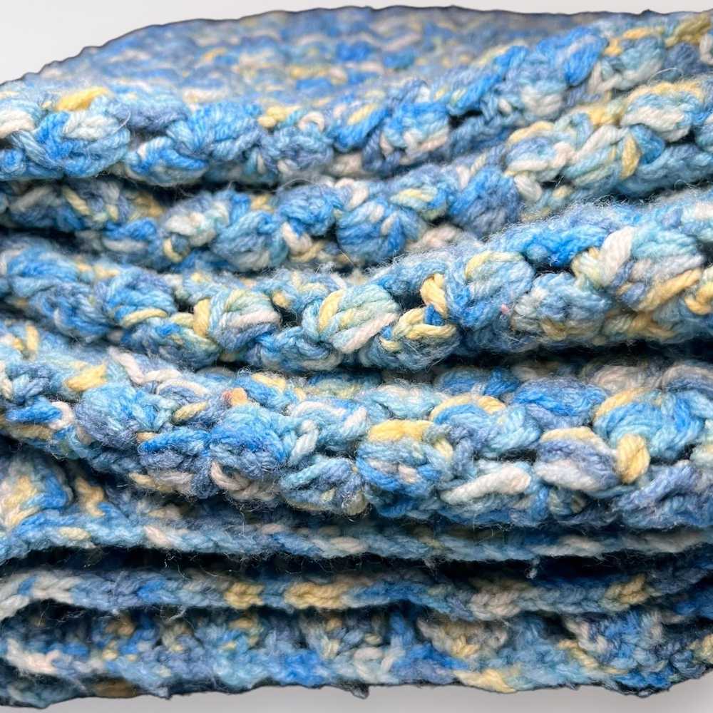 Handmade Handmade Crochet Blanket Throw Blue Whit… - image 4