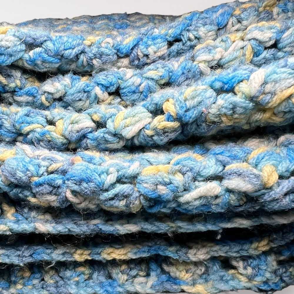Handmade Handmade Crochet Blanket Throw Blue Whit… - image 5