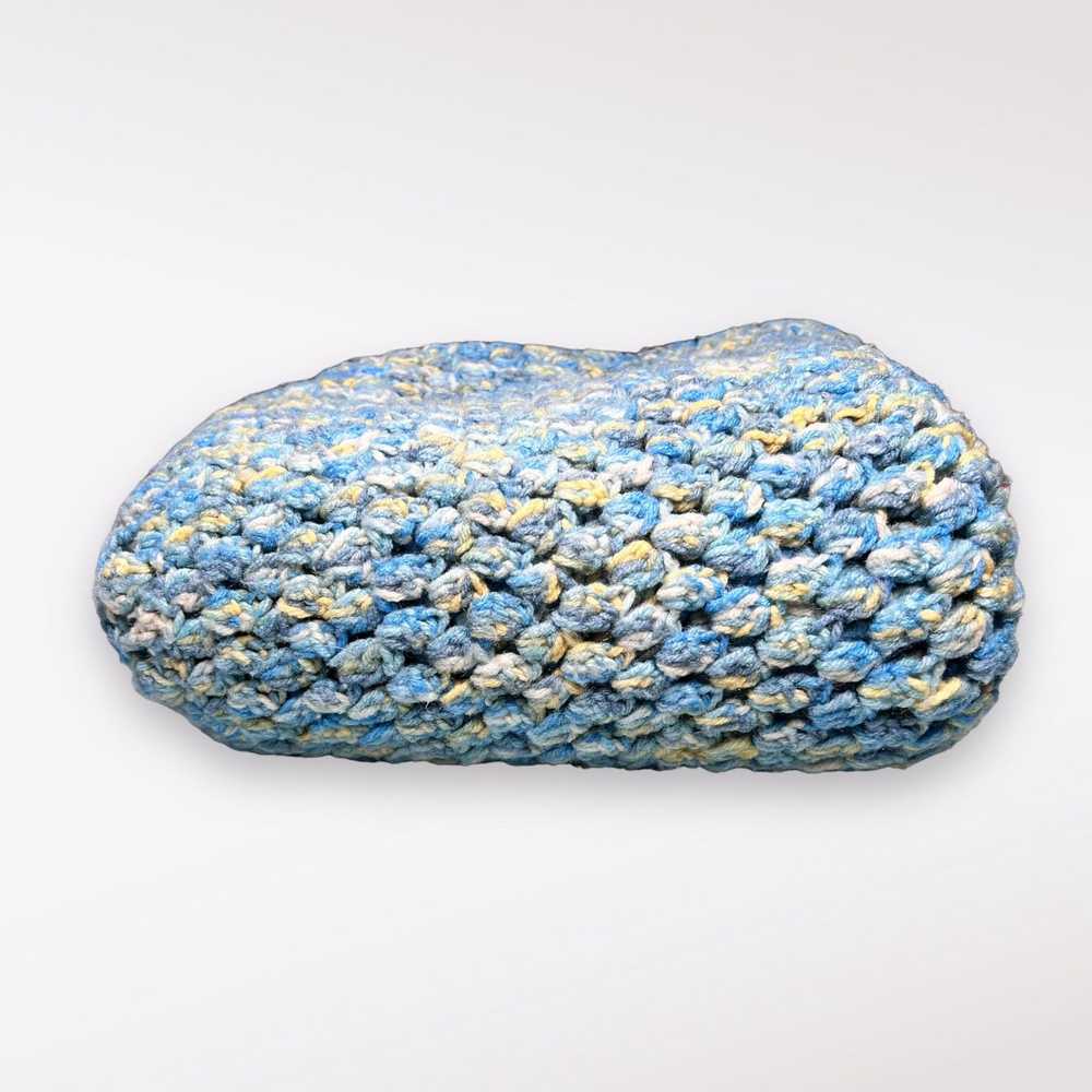 Handmade Handmade Crochet Blanket Throw Blue Whit… - image 6